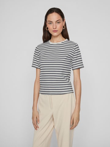 Vila Shirt "Sola" in Weiß/ Dunkelblau