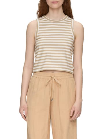 QS by S. Oliver Top in Beige/ Weiß