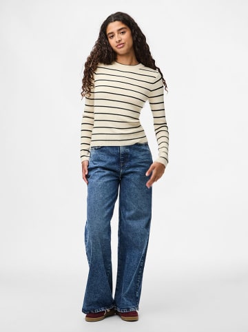 Pieces Koszulka "Pcmira" w kolorze kremowo-czarnym