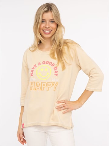 Zwillingsherz Longsleeve "Happy" in Beige