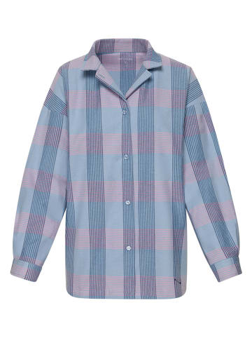 Naturana Pyjama-Oberteil in Blau/ Rosa