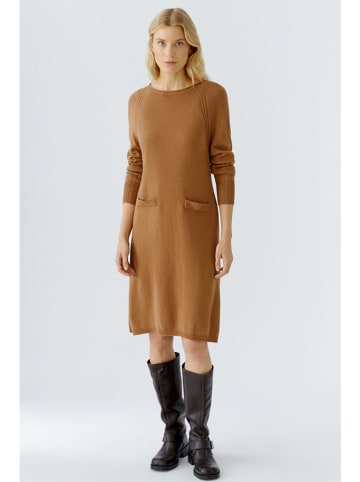 Oui Gebreide jurk camel