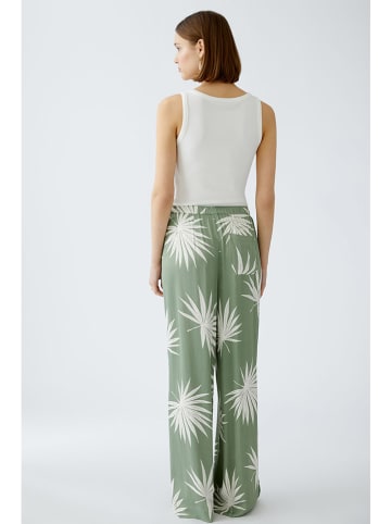 Oui Marlenehose in Grün/ Weiß