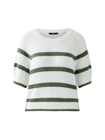 Oui Pullover in Weiß/ Oliv