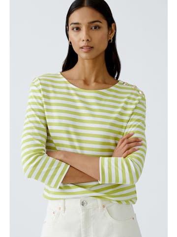 Oui Longsleeve in Grün/ Weiß