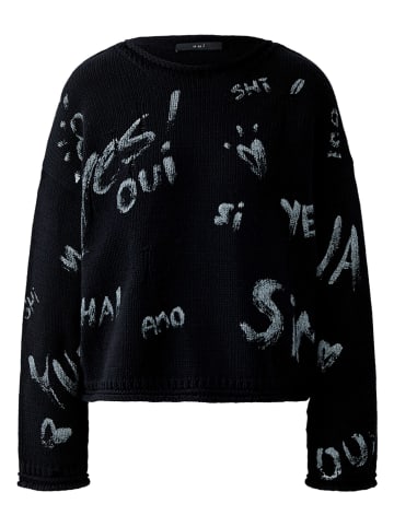 Oui Pullover in Schwarz/ Creme