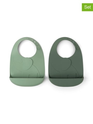 done by deer 2-delige set: siliconen slabbetjes "Elphee" groen