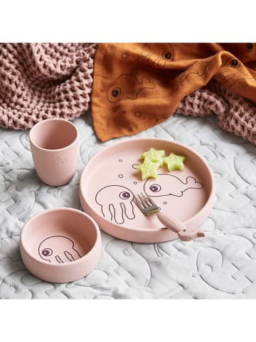 done by deer 3-częściowy zestaw "Sea Friends" w kolorze jasnoróżowym do nauki jedzenia