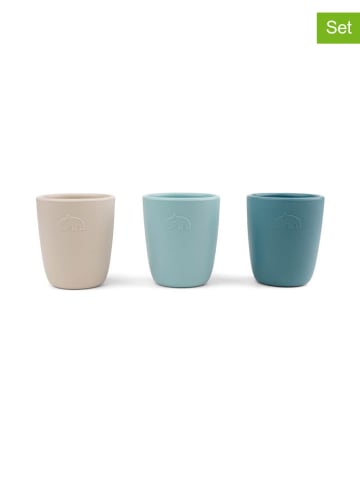 done by deer 3er-Set: Silikon-Trinkbecher in Blau/ Hellblau/ Grau - 160 ml