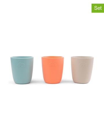 done by deer 3-delige set: siliconen drinkbekers groen/oranje/grijs - 160 ml