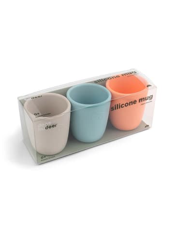 done by deer 3er-Set: Silikon-Trinkbecher in Grün/ Orange/ Grau - 160 ml
