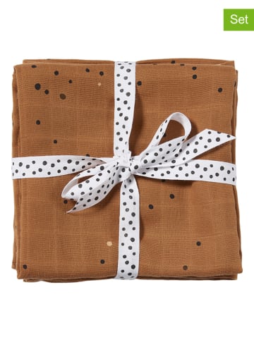 done by deer 2-delige set: gaasdoeken "Dreamy dots" mosterdgeel - (L)70 x (B)70 cm