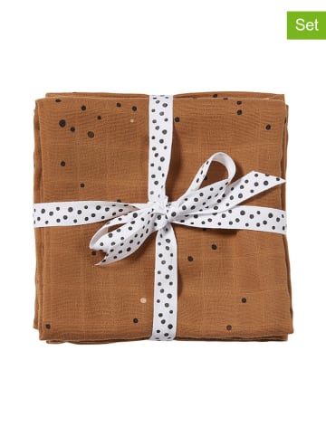 done by deer Chustki muślinowe (2 szt.) "Dreamy dots" w kolorze musztardowym - 120 x 120 cm