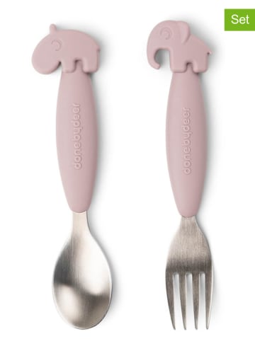 done by deer 2-częściowy zestaw sztućców "Deer" w kolorze jasnoróżowym