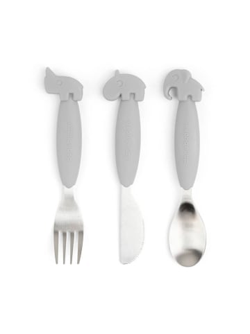 done by deer 2-częściowy zestaw sztućców w kolorze jasnoszarym - dł. 14 cm