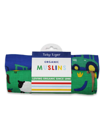 Toby Tiger 2er-Set: Spucktücher in Blau/ Grün