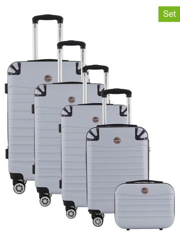 Geographical Norway 5tlg. Hardcase-Trolleyset "Shock" in Silber