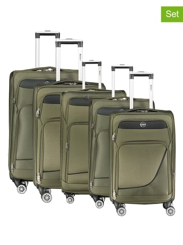 Geographical Norway 5-delige softcase-trolleyset "Show" kaki