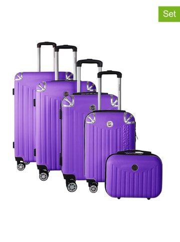 Geographical Norway 5-delige hardcase-trolleyset "Softless" paars