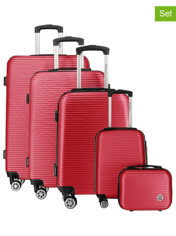 Geographical Norway 5-delige hardcase-trolleyset "Salomun" rood