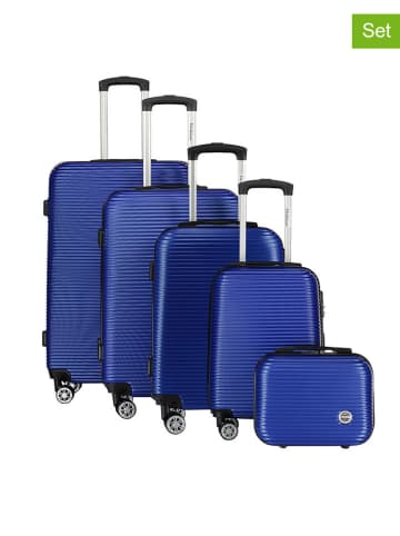Geographical Norway 5-delige hardcase-trolleyset "Salomun" blauw