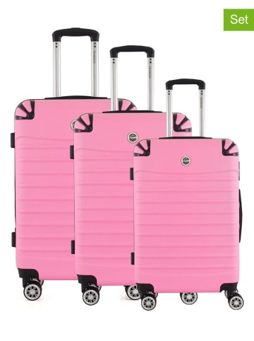 Geographical Norway 3tlg. Hardcase-Trolleyset "Shock" in Rosa