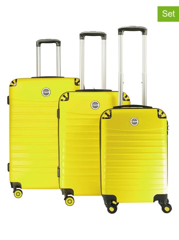 Geographical Norway 3-delige hardcase-trolleyset "Shock" geel