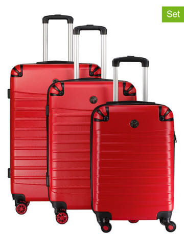 Geographical Norway 3-delige hardcase-trolleyset "Shock" rood
