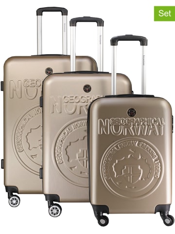 Geographical Norway 3tlg. Hardcase-Trolleyset "Stanislaseo" in Beige