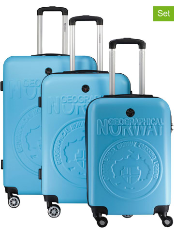 Geographical Norway 3tlg. Hardcase-Trolleyset "Stanislaseo" in Hellblau