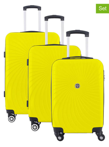 Geographical Norway 3-delige hardcase-trolleyset "Sunlighteo" geel