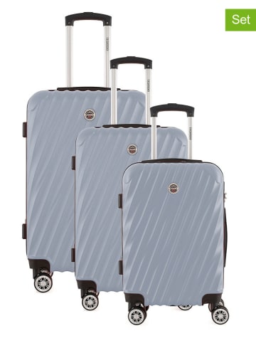 Geographical Norway 3-delige hardcase-trolleyset "Swap" zilverkleurig