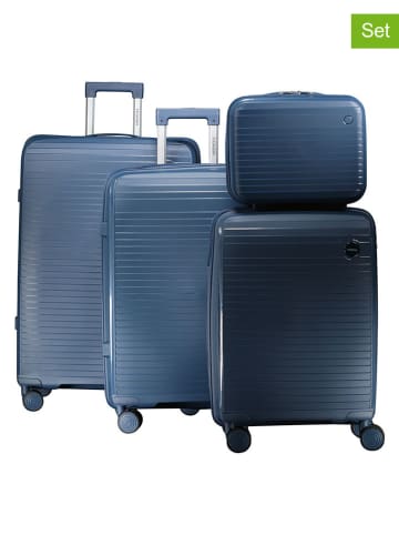 Geographical Norway 4tlg. Hardcase-Trolleyset "Solvable" in Blau