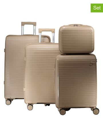 Geographical Norway 4tlg. Hardcase-Trolleyset "Solvable" in Beige