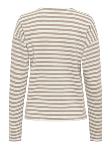 JDY Longsleeve "Isa" in Beige/ Weiß