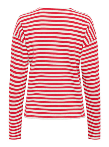 JDY Longsleeve "Isa" in Rot/ Weiß