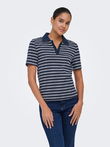 JDY Poloshirt "Helga" donkerblauw/wit