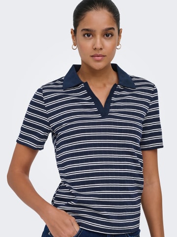 JDY Poloshirt "Helga" donkerblauw/wit