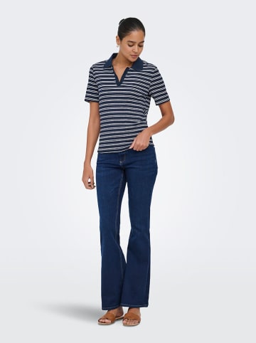 JDY Poloshirt "Helga" in Dunkelblau/ Weiß