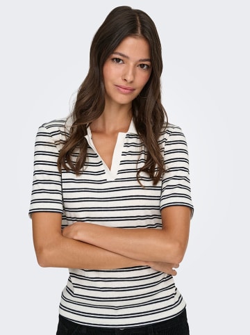 JDY Poloshirt "Helga" in Weiß/ Schwarz