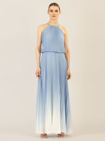 APART Plisseekleid in Hellblau/ Weiß