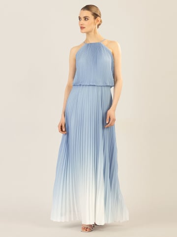 APART Plisseekleid in Hellblau/ Weiß