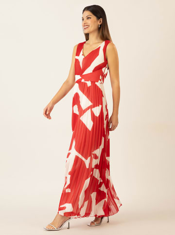 APART Plisseekleid in Rot/ Weiß