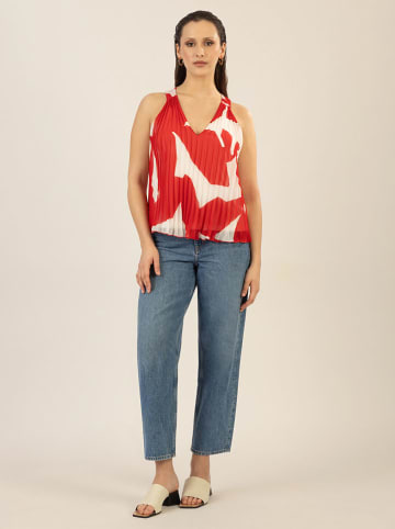 APART Plisseetop in Rot/ Creme