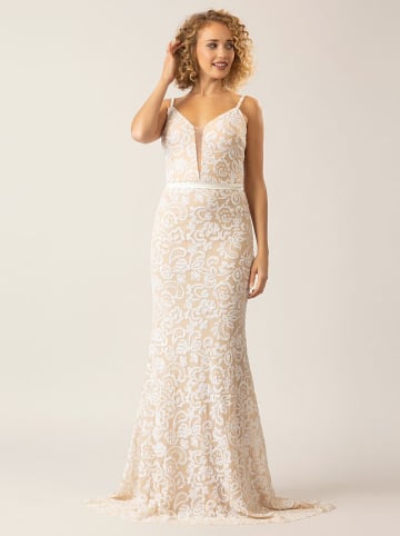 APART Paillettenkleid in Weiß/ Beige