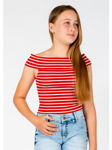 Blue Effect Top in Rot/ Weiß