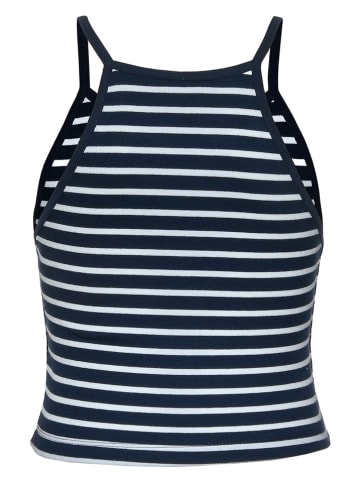 Blue Effect Top in Dunkelblau/ Weiß