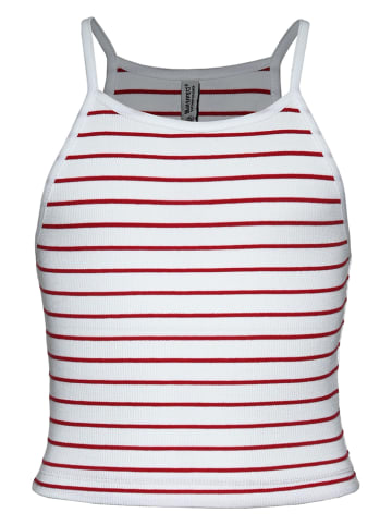 Blue Effect Top wit/rood