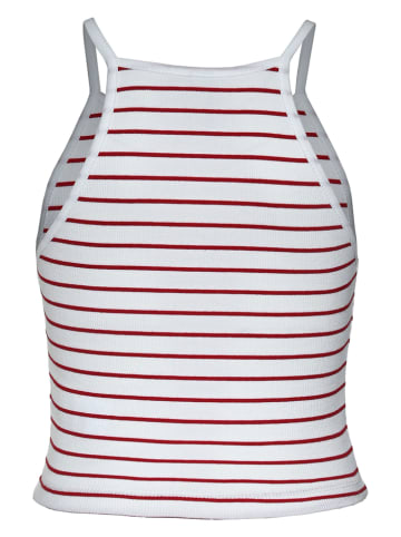 Blue Effect Top wit/rood