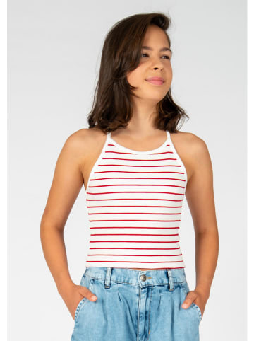 Blue Effect Top wit/rood